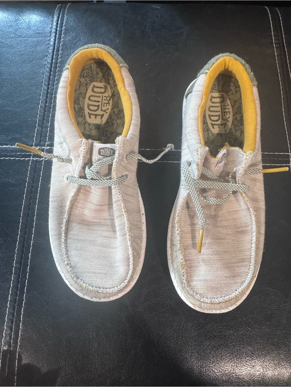 Hey Dude boys Wally - Light Gray with Yellow Trim size YT1
